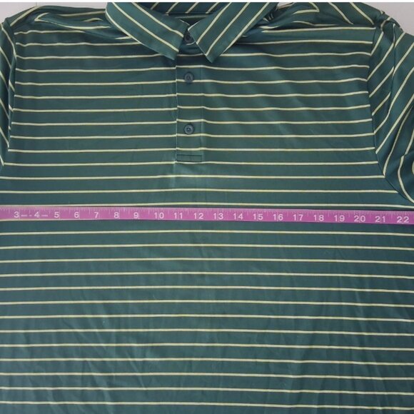 Under Armour Polo Shirt Men's XL Casual Green Striped Performance Heatgear - Picture 6 of 7